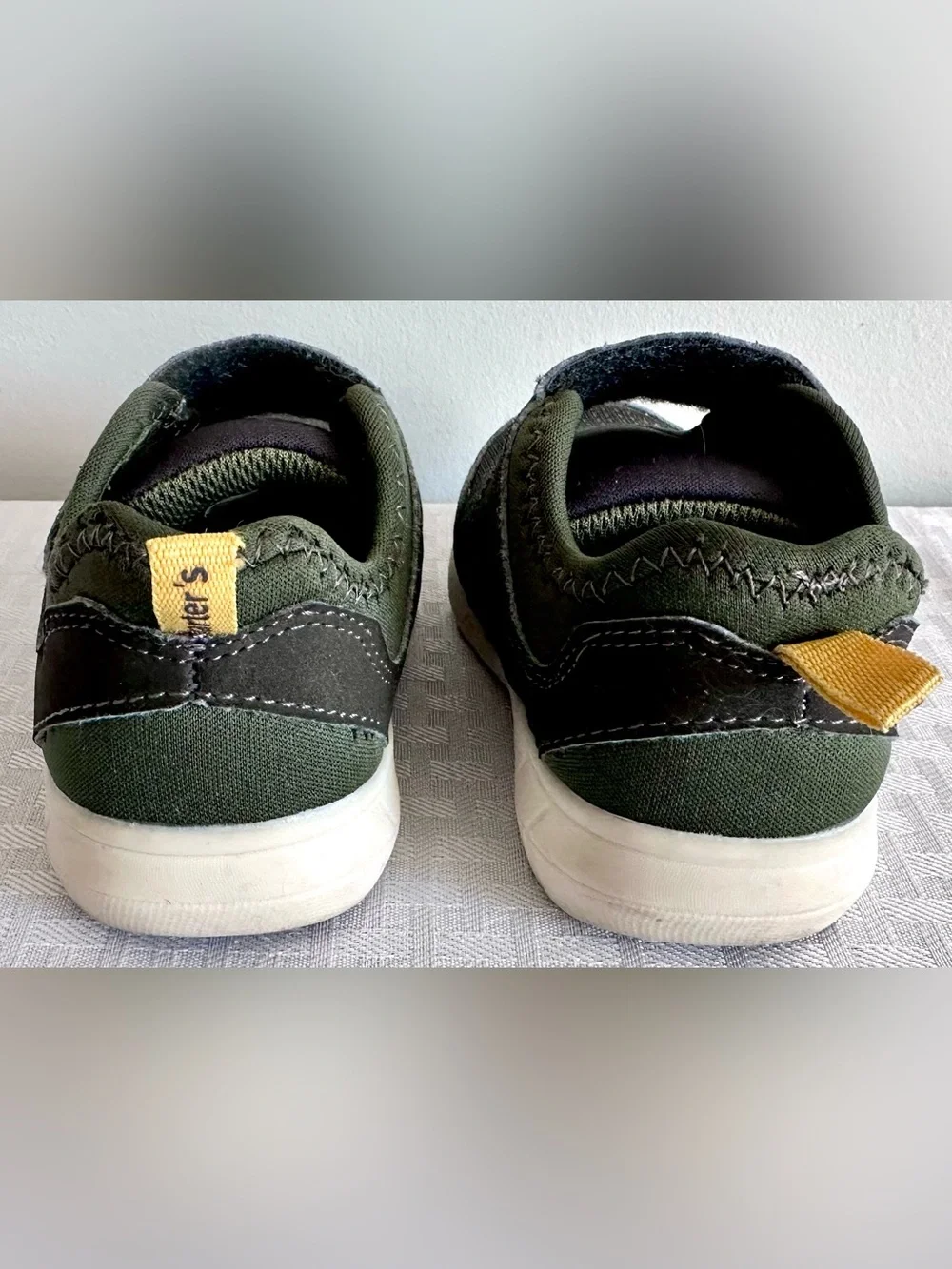 Carter’s Toddler Boys Sneakers Size 6 Gray Olive Green Hook & Loop Shoes